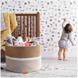 Cotton Dori 16x14 Inch Storage Basket For Clothes (Beige-Beige White)