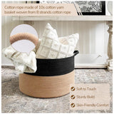 Cotton 16x14 Inch Pack of 1 Storage Basket For Clothes (Black-Beige)