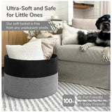 Cotton Kidi-16x14 Inch Pack of 1 Storage Basket For Clothes (Black-Black Kidi)