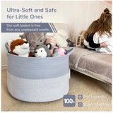 Cotton 16x14 Inch Pack of 1 Storage Basket For Clothes (Gray- Gray White)