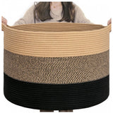 Multicolor cotton mix 16x14 inch storage basket, versatile organizer for living room, kitchen, bathroom & kids toys