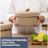 Cotton 2 Pcs Set Roti Box Storage Basket With Lid (Beige)