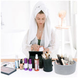 Cotton 8x3 Inch Round 1 Pcs Bedside Organizer (Gray)