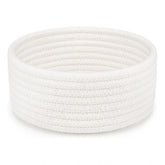 Cotton 8x3 Inch Round 1 Pcs Bedside Organizer (White)