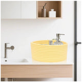 Cotton 8x3 Inch Round 1 Pcs Bedside Organizer (Yellow)