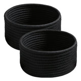 Cotton 8x3 Inch Round 3 Set Bedside Organizer (Black)