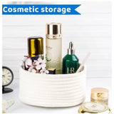 Cotton 8x3 Inch Round 3 Set Bedside Organizer (White)