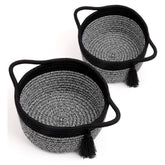Cotton 8x4 Inch Round 2 Set Kidi With Jhalar Bedside Organizer (Black Kidi)