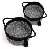 Cotton 8x4 Inch Round 2 Set Kidi With Jhalar Bedside Organizer (Black Kidi)