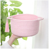 Cotton 8x4 Inch Round 2 Set With Jhalar Bedside Organizer (Pink)