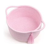 Cotton 8x4 Inch Round 2 Set With Jhalar Bedside Organizer (Pink)