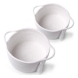 Cotton 8x4 Inch Round 2 Set With Jhalar Bedside Organizer (White)