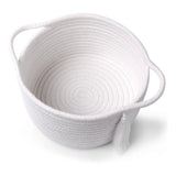 Cotton 8x4 Inch Round 2 Set With Jhalar Bedside Organizer (White)