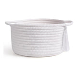 Cotton 8x4 Inch Round 2 Set With Jhalar Bedside Organizer (White)