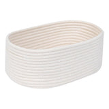 Cotton Oval 10x7x5 Inch Bedside Organizer (White)