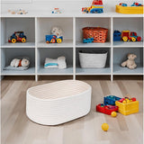 Cotton Oval 10x7x5 Inch Bedside Organizer (White)