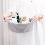 Cotton 8x3 Inch Round Bedside Organizer (Gray)