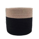 Beige black cotton flower pot for multi-purpose storage in bathroom, living room, or kitchen. May vary slightly from image." (123 characters)