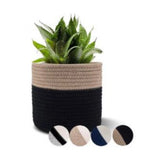 Beige black cotton flower pot, multi-purpose organizer for bathroom, living room, kitchen, or kids toys