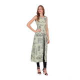Women's Casual Crepe Sleeveless Slit Dress (Light Green)