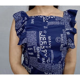 Women's Casual Crepe Sleeveless Dress (Blue)