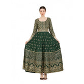Women's Casual Rayon 3-4th Sleeves Anarkali Kurti (Green)