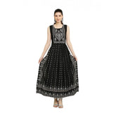 Black rayon printed sleeveless kurti for women's casual wear