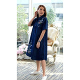 Women's Casual Denim Half Sleeves Dress (Blue)