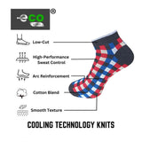 Multi-colored unisex casual cotton printed low cut socks, anthra, light grey, black - vibrant design on feet