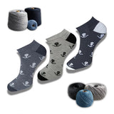 Multicolor unisex casual cotton printed low cut socks, black, light grey, anthra