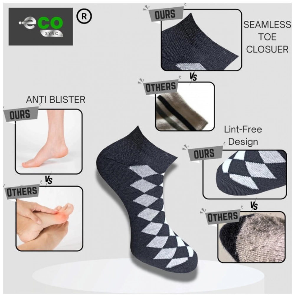 Multicolor unisex casual cotton printed low cut socks: Black, Light Grey, Blue for everyday wear