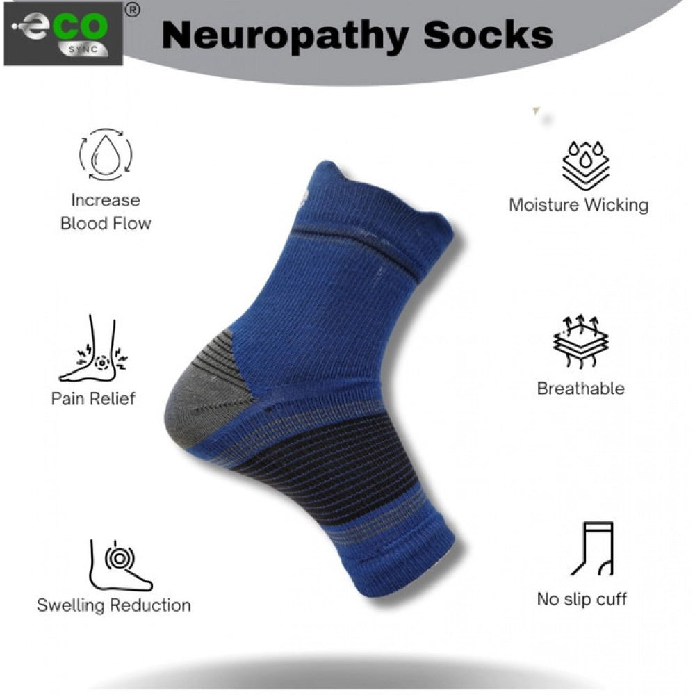 Multicolor unisex casual cotton printed ankle length support socks, navy blue style on display