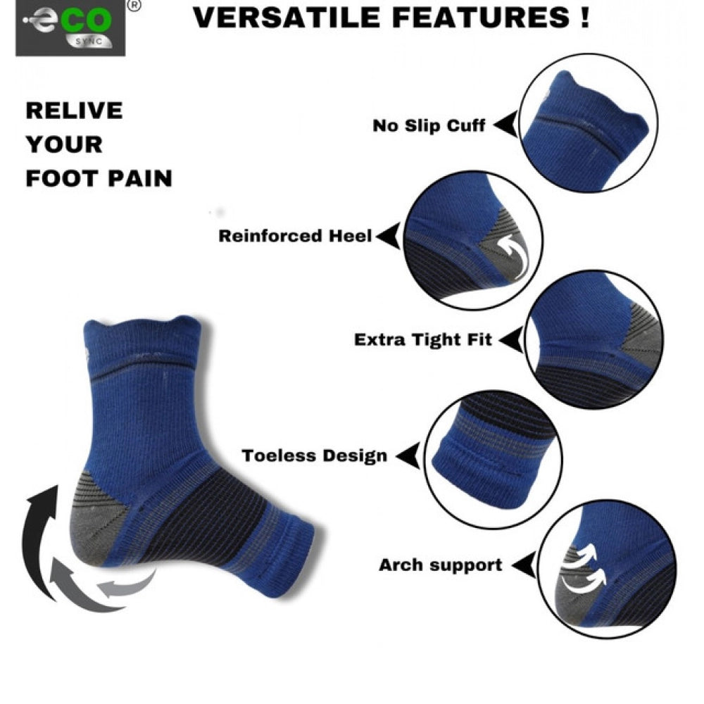 Multicolor unisex casual cotton printed ankle length support socks, navy blue pattern on display