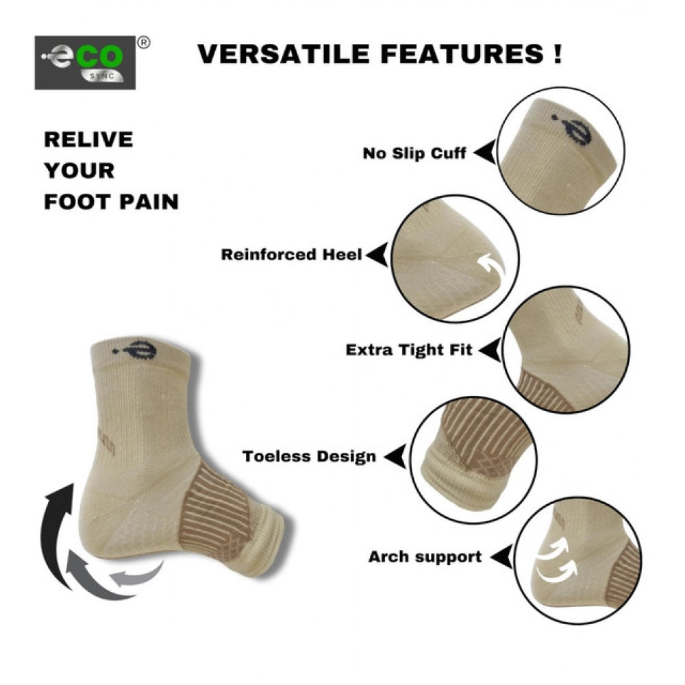 Multicolor printed unisex casual ankle length cotton support socks for everyday wear (beige)