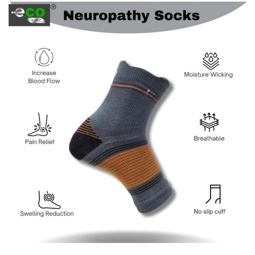 Multicolor unisex casual cotton printed ankle length support socks with orange pattern