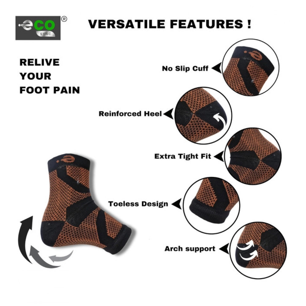 Multicolor unisex cotton printed ankle-length support socks, burnt orange & black pattern for casual wear