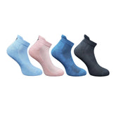 Multicolor unisex casual cotton ankle socks: Sky blue, light peach, navy blue, black (varies with lighting)