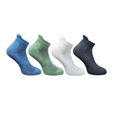 Multicolor unisex casual cotton printed ankle socks - navy blue, olive, off white, black