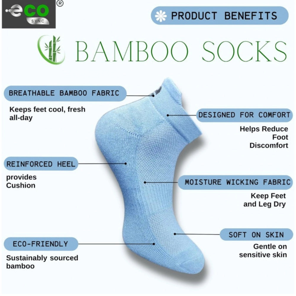 Multicolor unisex casual cotton printed ankle socks: Sky blue, light grey, olive, navy blue (color variation may occur)