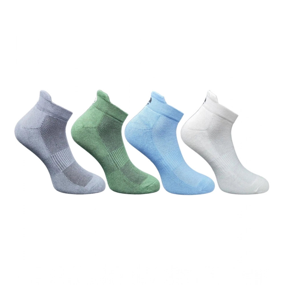 Multicolor unisex casual cotton ankle socks: dark grey, olive, sky blue, off white - wearable on feet for everyday comfort