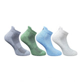 Multicolor unisex casual cotton ankle socks: dark grey, olive, sky blue, off white - wearable on feet for everyday comfort
