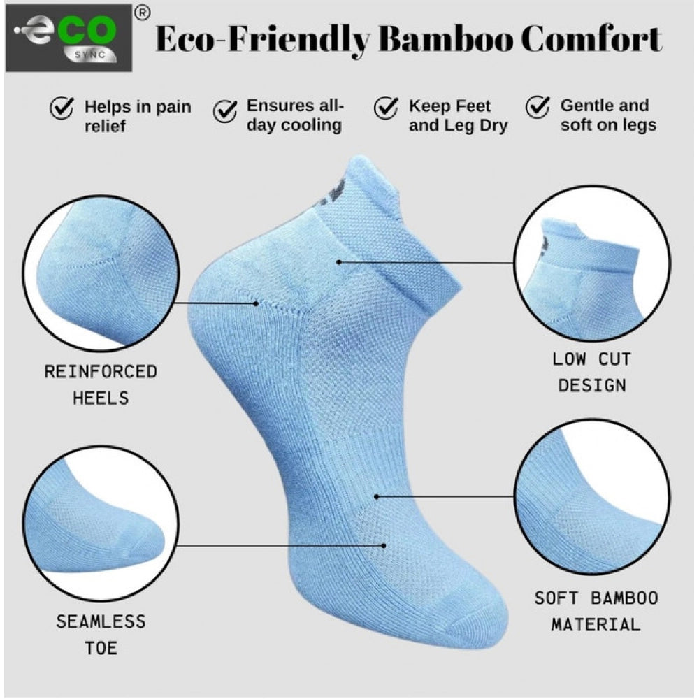 Multicolor unisex casual cotton printed ankle length socks: dark grey, olive, sky blue, off white