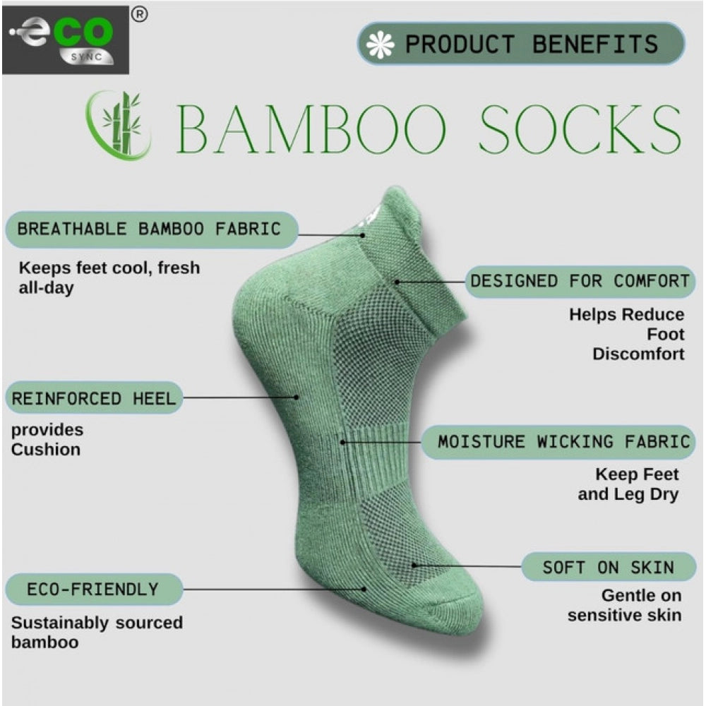 Multicolor unisex cotton printed ankle socks: olive, olive, olive, light grey (actual colors may vary)