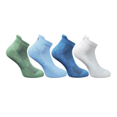 Multicolor unisex casual cotton ankle socks: olive, sky blue, navy blue, off white - vibrant printed design for everyday wear