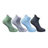 Multicolor unisex casual cotton printed ankle socks: olive, dark grey, sky blue, black