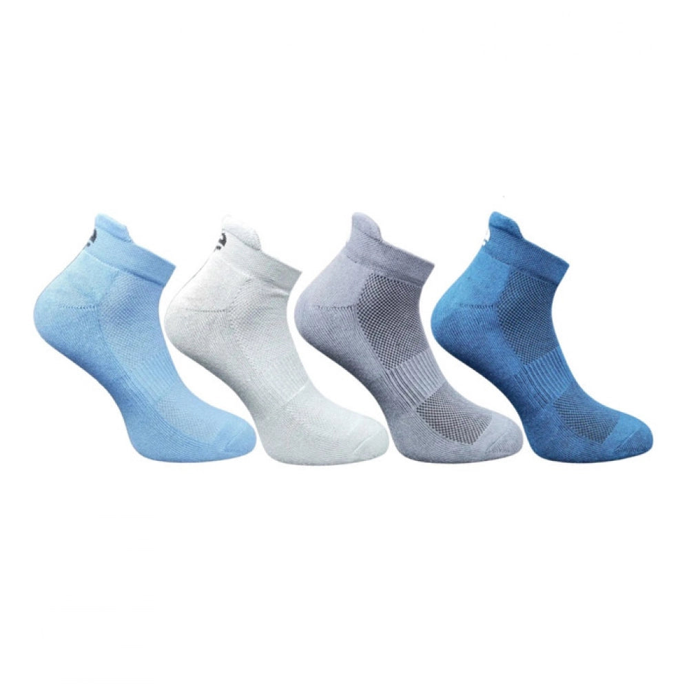 Multicolor unisex casual cotton ankle socks: Sky blue, light grey, dark grey, navy blue (patterned)