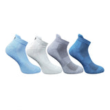 Multicolor unisex casual cotton ankle socks: Sky blue, light grey, dark grey, navy blue (patterned)