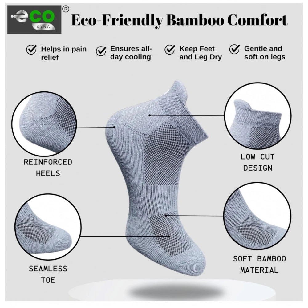 Multicolor unisex cotton printed ankle-length socks: Sky blue, light grey, dark grey, navy blue