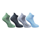 Multicolor unisex casual ankle-length cotton socks with olive, black, dark grey, sky blue patterns