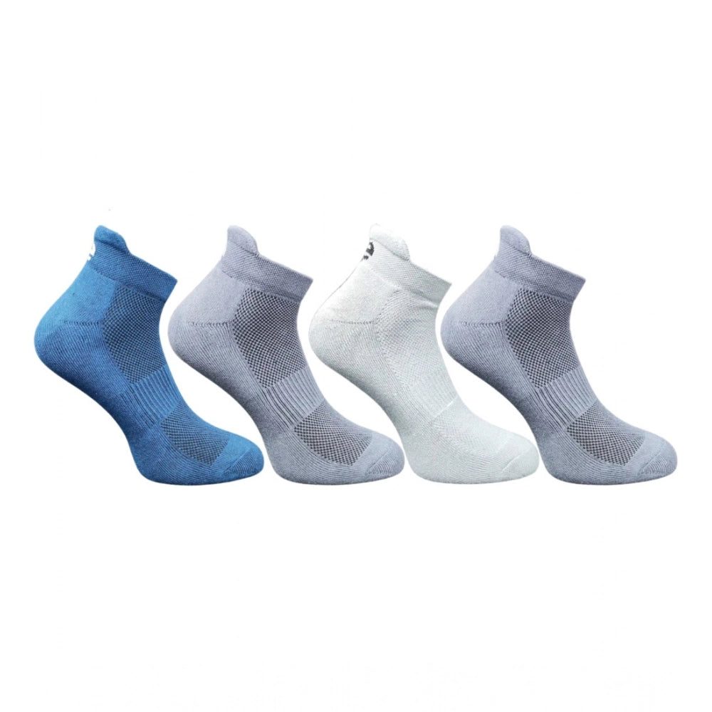 Multicolor unisex casual cotton ankle socks: navy blue, dark grey, light grey (patterned)